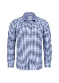 N&uuml;bler Trachtenhemd N&Uuml;BLER "Trachtenhemd Langarm Sepp", Herren, Gr. M, EURO, blau, Obermaterial: 55% Baumwolle CO. 45% Polyester PES., Hemden Trachtenhemd