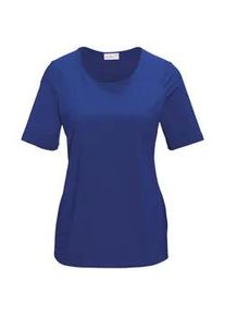 Langarm-Poloshirt GOLDNER "Gepflegtes Shirt in formstabiler Ware", Damen, Gr. 44, blau (royalblau), Obermaterial: 82% Polyester PES. 18% Elasthan EL., normal, Sonstiges, Shirts, Ohne