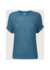 Madeleine Mode Longpullover MADELEINE "Strickpullover Viskosepullover mit Ajour-Muster", Damen, Gr. 34, blau (rauchblau), Obermaterial: 65% Viskose CV. 35% Polyamid PA., Modern, weit, Pullover Longpullover, Luftiges Ajour-Muster