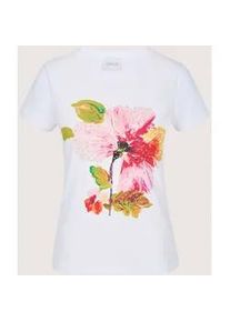 Madeleine Mode Print-Shirt MADELEINE "Shirt Florales Print-Shirt mit Pailletten, Kurzarm", Damen, Gr. 40, wei&szlig; (wollwei&szlig;, multicolor), Obermaterial: 95% Viskose CV. 5% Elasthan EL., Modern, tailliert, Shirts, Pailetten