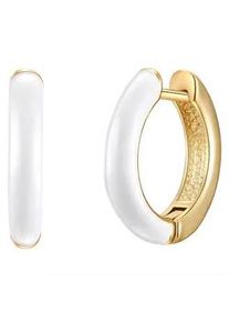 Paar Creolen YOKOAMII "Set: Y27", gelbgold, Ohrringe, Damen, 16,7, Creolen gelbgold wei&szlig;