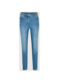Madeleine Mode Regular-fit-Jeans MADELEINE "Jeans Lange Slim Fit Stretch-Jeans", Damen, Gr. 19, K-Gr, beige (bleached, denim), Obermaterial: 98% Baumwolle CO. 2% Elasthan EL., Jeans