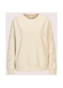 Madeleine Mode Langarmshirt MADELEINE "Sweatshirt Langarm-Oberteil mit Mesh-Details", Damen, Gr. 40, wei&szlig; (perlwei&szlig;), Obermaterial: 49% Polyester PES. 45% Viskose CV. 6% Elasthan EL., Modern, Shirts Langarmshirt