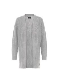 Strickjacke oxmo "Strickjacke OXEDNA", Damen, Gr. L, grau (medium grau melange), Obermaterial: 100% Polyacryl PAN., Strickjacken Strickjacke