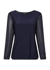Langarmshirt GOLDNER "Edles Langarmoberteil mit Glitzer&auml;rmeln", Damen, Gr. 48, blau (marine), Obermaterial: 95% Polyester PES. 5% Elasthan EL., Modisch, Shirts Langarmshirt, Chiffon-&Auml;rmel