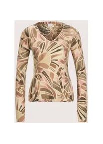 Madeleine Mode Longpullover MADELEINE "Strickpullover Luxuri&ouml;ser Glattstrickpullover mit floralem Design", Damen, Gr. 48, wei&szlig; (wollwei&szlig;, blassrosa, multicolor), Obermaterial: 50% Wolle mw. 40% Polyamid PA. 10% Kaschmir WS., Modern, Pullover Longpullover, Allover-Druck