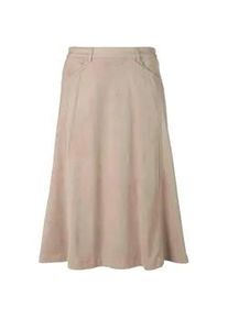 A-Linien-Rock GOLDNER "Kurzgr&ouml;&szlig;e bequemer Rock in Velourslederoptik", Damen, Gr. 24, grau (stein), Obermaterial: 90% Polyester PES. 10% Elasthan EL., normal, R&ouml;cke A-Linien-Rock, Seidig anmutendes Futter