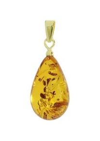 Kettenanh&auml;nger OSTSEE-SCHMUCK "- Tropfen ca. 17 mm lang - Gold 585/000 - Bernstein -" Gr. 27, gold (gold 585, goldfarben, gelb), Schmuckanh&auml;nger, Damen, Bernstein, Kettenanh&auml;nger