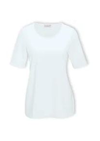 Langarm-Poloshirt GOLDNER "Gepflegtes Shirt in formstabiler Ware", Damen, Gr. 44, wei&szlig;, Obermaterial: 82% Polyester PES. 18% Elasthan EL., normal, Sonstiges, Shirts, Ohne