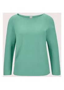 Madeleine Mode Longpullover MADELEINE "Pullover Pullover in modischer Kurzform", Damen, Gr. 48, gr&uuml;n (pfefferminz), Obermaterial: 100% Baumwolle CO., Modern, normal, Pullover Longpullover