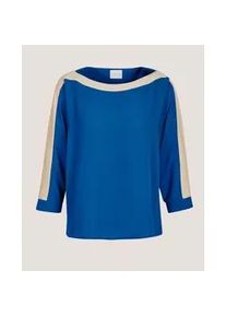 Madeleine Mode Langarmbluse MADELEINE "Blusenshirt Businessbluse im Colour Blocking-Stil", Damen, Gr. 36, blau (royalblau, beige), Obermaterial: 100% Polyester PES., Modern, figurumspielend, Blusen, Colourblocking