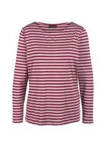 Longpullover GOLDNER "Buntgewirktes Ringelshirt", Damen, Gr. 38, grau (winterrot, grau), Obermaterial: 95% Viskose CV. 5% Elasthan EL., Tubular, Pullover Longpullover, Bunt gewirkter und dadurch farbbest&auml;ndiger Ringel