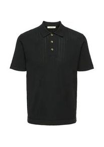Only & Sons Polokragenpullover ONLY & SONS "ONSMOON REG 12 SS POLO KNIT NOOS", Herren, Gr. M, schwarz, Strick, Obermaterial: 80% Baumwolle, 20% Nylon, unifarben, regular fit normal, ohne Ausschnitt, Pullover
