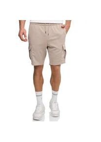 Shorts INDICODE "INNello cargo shorts", Herren, Gr. XL, N-Gr, simply taupe, Web, Obermaterial: 95% Polyester, 5% Elasthan, bedruckt, regular fit kniefrei, Hosen Shorts