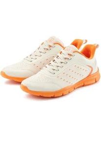 Sneaker John Devin "Schn&uuml;rschuh, Freizeitschuhe, Schn&uuml;rhalbschuhe, Halbschuh, Turnschuh", Herren, Gr. 40, beige, orange, Obermaterial: 80% Textilmaterial, 20% Lederimitat. Decksohle: 100% Textilmaterial. Futter: 100% Textilmaterial. Laufsohle: 100% Synthetik, mehrfarbig, Schuhe Sneaker, im sportiven Look mit farbiger Sohle VEGAN