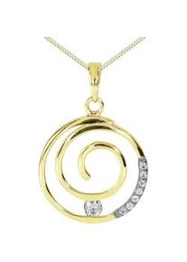 Kette und Anh&auml;nger Set OSTSEE-SCHMUCK "- Spirale - Gold 333/000 - Zirkonia" Gr. 45, gold (gold 333, goldfarben, gelb), Schmuck_Sets, Damen, 45, Gelbgold 333