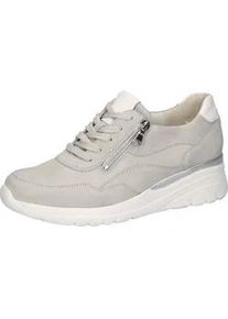 Waldl&auml;ufer Keilsneaker WALDL&Auml;UFER "H-CARLA", Damen, Gr. 6,5, hellgrau, wei&szlig;, Nappaleder, Nubukleder, unifarben mit Farbeinsatz, Schuhe, Komfortschuh, Schn&uuml;rschuh, Halbschuh mit Keilabsatz
