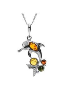 Kette mit Anh&auml;nger OSTSEE-SCHMUCK "- Delphin - Silber 925/000 - Bernstein" Gr. 45, silber (silber 925, silberfarben, wei&szlig;), Schmuck_Sets, Damen, 45, Silber 925 (Sterlingsilber)