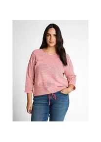 T-Shirt Tom Tailor PLUS, Damen, Gr. 48, pink sanftes wei&szlig; regular stripe, Single Jersey, Obermaterial: 75% Baumwolle, 20% Polyester, 5% Elasthan, gestreift, loose fit normal, Rundhals, gerader Abschluss, Shirts T-Shirt, mit Streifen Muster