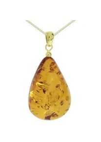 Kette und Anh&auml;nger Set OSTSEE-SCHMUCK "- Tropfen ca. 38 mm lang - Gold 333/000 - Bernstein" Gr. 45, gold (gold 333, goldfarben, gelb), Schmuck_Sets, Damen, 45, Gelbgold 333