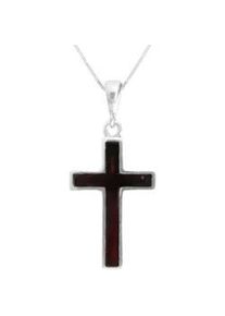 Kette mit Anh&auml;nger OSTSEE-SCHMUCK "- Kreuz 28 x 18 mm - Silber 925/000 - Bernstein" Gr. 45, silber (silber 925, silberfarben, wei&szlig;), Schmuck_Sets, Damen, 45, Silber 925 (Sterlingsilber)