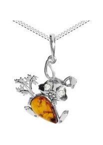 Kette mit Anh&auml;nger OSTSEE-SCHMUCK "- Hase mit M&ouml;hre - Silber 925/000 - Bernstein/Zirk." Gr. 42, silber (silber 925, silberfarben, wei&szlig;), Schmuck_Sets, Damen, 42, Silber 925 (Sterlingsilber)