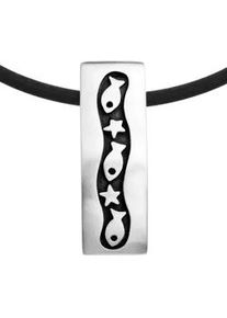 Kette mit Anh&auml;nger OSTSEE-SCHMUCK "- Fisch & Stern - Kautschukreif - Silber 925/000 -" Gr. 45, silber (silber 925, silberfarben, wei&szlig;), Schmuck_Sets, Damen, 45, Silber 925 (Sterlingsilber)