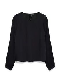 V&eacute;ro Moda Blusenshirt VERO MODA "VMSIGNE LS PLISSE TOP WVN", Damen, Gr. L, schwarz, Jersey, Obermaterial: 100% Polyester, unifarben, regular fit normal, Rundhals, Shirts Blusenshirt, mit Schlingenverschluss