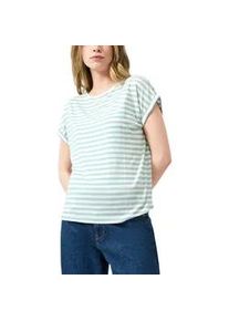 Kurzarmshirt QS, Damen, Gr. XXL (44), light petrol wei&szlig;, Jersey, Obermaterial: 95% Lyocell, 5% Elasthan, gestreift, normal h&uuml;ftbedeckend, Rundhals, Shirts, im Streifen-Design