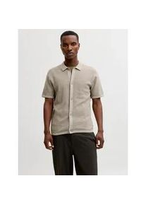 Jack & Jones Strickpullover JACK & JONES "JJEGEORGE KNIT SHIRT SS SN", Herren, Gr. M, coriander detail:with cloud dancer, Strick, Obermaterial: 85% Baumwolle, 15% Polyester, unifarben, normal, Rundhals, Pullover Strickpullover, mit Polokragen