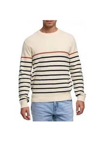 Strickpullover INDICODE "INMars", Herren, Gr. XL, vanilla, Strick, Obermaterial: 100% Baumwolle, gestreift, regular fit normal, Rundhals, B&uuml;ndchen, Pullover Strickpullover