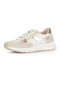 Keilsneaker Gabor "COMO", Damen, Gr. 37, beige kombiniert, Leder, Textil, Schuhe, Freizeitschuh, Halbschuh, Schn&uuml;rschuh in Komfortweite K (=extraweit)