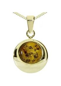Kette mit Anh&auml;nger OSTSEE-SCHMUCK "- Alina 12 mm - Silber 925/000, vergoldet - Bernstein" Gr. 42, gold (goldfarben, gelb), Schmuck_Sets, Damen, 42, Silber 925 (Sterlingsilber)