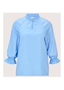 Madeleine Mode Langarmbluse MADELEINE "Bluse Elegante Damenbluse mit Stehkragen", Damen, Gr. 44, blau (rauchblau), Obermaterial: 100% Polyester PES., Modern, Blusen