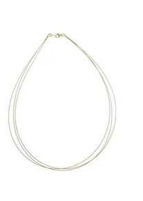 Halsreif OSTSEE-SCHMUCK "- Nyloncollier 3-reihig -goldfarben- - Edelstahl - Verschlu&szlig; aus Gold 333/000" Gr. 50, gold (gold 333, goldfarben, gelb), Halsketten, Damen, 50, Edelstahl