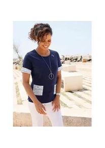 Kurzarmshirt Casual Looks "Kurzarm-Shirt", Damen, Gr. 38, marine, 100% Baumwolle, gemustert, gestreift, unifarben, Rundhals, Shirts