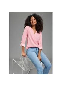 Schlupfbluse Kangaroos, Damen, Gr. 34, pink gestreift, Web, Obermaterial: 100% Viskose, figurumspielend h&uuml;ftbedeckend, Rundhals, 1-Knopf-Manschette krempelbar, Blusen Schlupfbluse, Langarmbluse, figurumspielende Passform, Rundhalsausschnitt