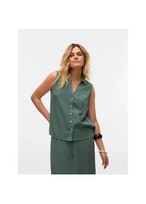 V&eacute;ro Moda Blusentop VERO MODA "VMMYMILO SL V-NECK SHIRT WVN GA", Damen, Gr. S, laurel wreath, Web, Obermaterial: 55% Viskose, 45% Leinen, unifarben, regular fit normal, V-Ausschnitt, Blusen Blusentop, mit Leinen