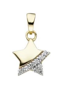 Sternanh&auml;nger Jobo "Anh&auml;nger Goldanh&auml;nger Stern 11 mm", gelbgold 375, Schmuckanh&auml;nger, M&auml;dchen, Gelbgold 375, 375 Gold mit 9 Zirkonia
