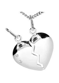 Kette mit Anh&auml;nger OSTSEE-SCHMUCK "- geteiltes Herz - Silber 925/000 - Zirkonia" Gr. 42, silber (silber 925, silberfarben, wei&szlig;), Schmuck_Sets, Damen, 42, Silber 925 (Sterlingsilber)