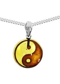 Kette mit Anh&auml;nger OSTSEE-SCHMUCK "- Yin-Yang - Silber 925/000 - Bernstein" Gr. 45, silber (silber 925, silberfarben, wei&szlig;), Schmuck_Sets, Damen, 45, Silber 925 (Sterlingsilber)