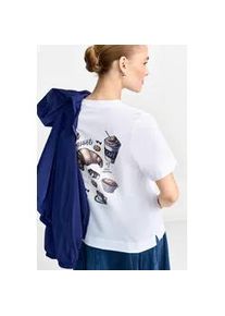 T-Shirt RICHROYAL, Damen, Gr. M, wei&szlig;, Single Jersey, Obermaterial: 100% Baumwolle, bedruckt, unifarben, bequem taillenbedeckt, Rundhals, Shirts T-Shirt, cooler R&uuml;ckendruck, reine Baumwolle