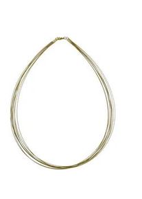 Halsreif OSTSEE-SCHMUCK "- Nyloncollier 13-reihig -goldfarben- - Edelstahl - Verschlu&szlig; aus Gold 333/000" Gr. 45, gold (gold 333, goldfarben, gelb), Halsketten, Damen, 45, Edelstahl