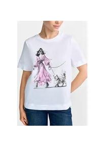 T-Shirt RICHROYAL, Damen, Gr. S, wei&szlig;, Single Jersey, Obermaterial: 100% Baumwolle, bedruckt, unifarben, Basic h&uuml;ftbedeckend, Rundhals, Shirts T-Shirt, mit gro&szlig;em Frontmotiv mit Glitzersteinchen, aus reiner Baumwolle