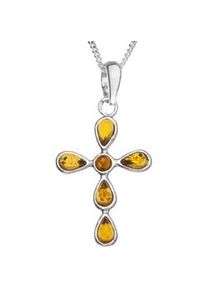 Kette mit Anh&auml;nger OSTSEE-SCHMUCK "- Kreuz - Silber 925/000 - Bernstein" Gr. 45, silber (silber 925, silberfarben, wei&szlig;), Schmuck_Sets, Damen, 45, Silber 925 (Sterlingsilber)