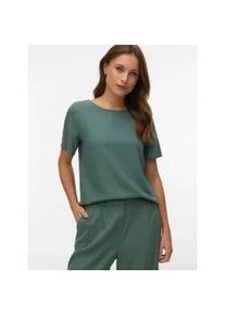 V&eacute;ro Moda Blusenshirt VERO MODA "VMMYMILO SS O-NECK TOP WVN GA", Damen, Gr. S, laurel wreath, Web, Obermaterial: 55% Viskose, 45% Leinen, unifarben, regular fit normal, Rundhals, Shirts Blusenshirt, mit Leinen