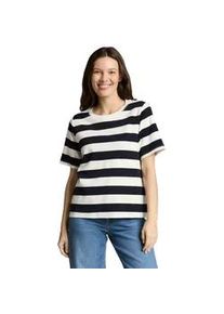 T-Shirt Tom Tailor, Damen, Gr. 3XL, wei&szlig; navy bold stripe, Single Jersey, Obermaterial: 100% Baumwolle, gestreift, regular fit normal, Rundhals, gerader Abschluss, Shirts T-Shirt, mit Streifen Muster