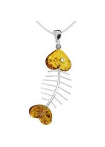 Kette mit Anh&auml;nger OSTSEE-SCHMUCK "- Fisch 75 mm - Silber 925/000 - Bernstein" Gr. 50, silber (silber 925, silberfarben, wei&szlig;), Schmuck_Sets, Damen, 50, Silber 925 (Sterlingsilber)