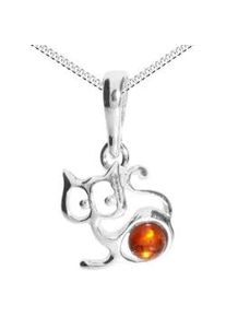 Kette mit Anh&auml;nger OSTSEE-SCHMUCK "- Katze - Silber 925/000 - Bernstein" Gr. 42, silber (silber 925, silberfarben, wei&szlig;), Schmuck_Sets, Damen, 42, Silber 925 (Sterlingsilber)