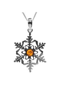 Kette mit Anh&auml;nger OSTSEE-SCHMUCK "- Schneeflocke - Silber 925/000 - Bernstein" Gr. 50, silber (silber 925, silberfarben, wei&szlig;), Schmuck_Sets, Damen, 50, Silber 925 (Sterlingsilber)